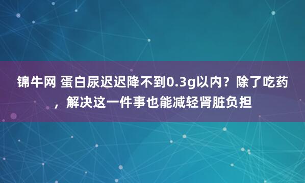 锦牛网 蛋白尿迟迟降不到0.3g以内？除了吃药，解决这一件事也能减轻肾脏负担