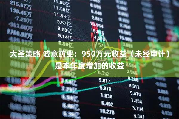 大圣策略 诚意药业：950万元收益（未经审计）是本年度增加的收益