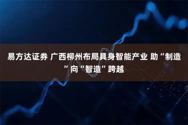 易方达证券 广西柳州布局具身智能产业 助“制造”向“智造”跨越
